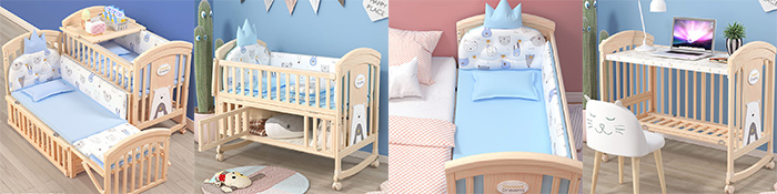 Eco-friendly Solid Wood Newborn Baby Crib With Storage
