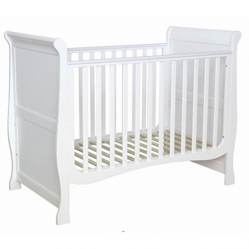 White Wooden Baby Sleigh Cot provider