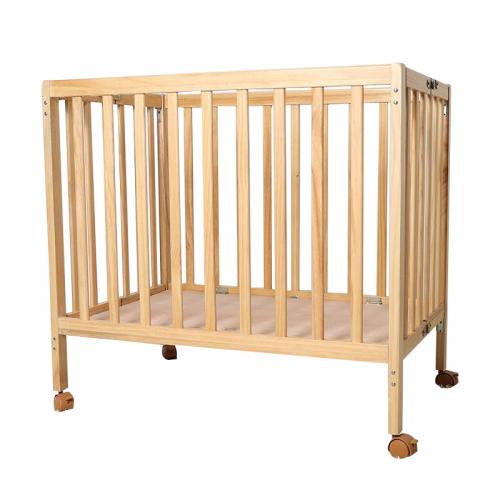 Folding Natural Wood Baby Crib