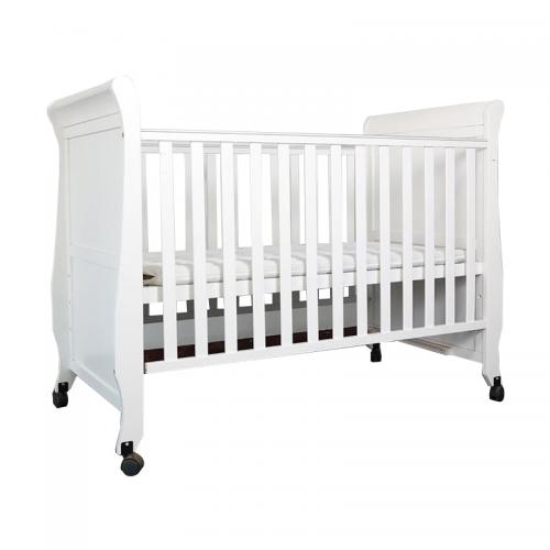 wood white baby crib with wheels