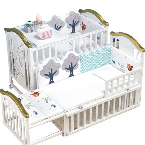 Baby Wooden Crib with Casters